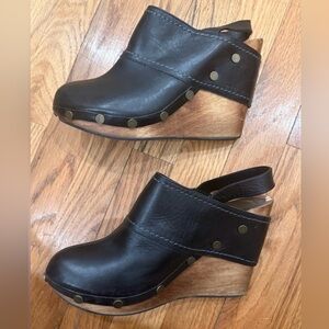 See by Chloe Studded Wooden Wedge Platform Clog: Black Slingback fits 8 & 8.5 👡
